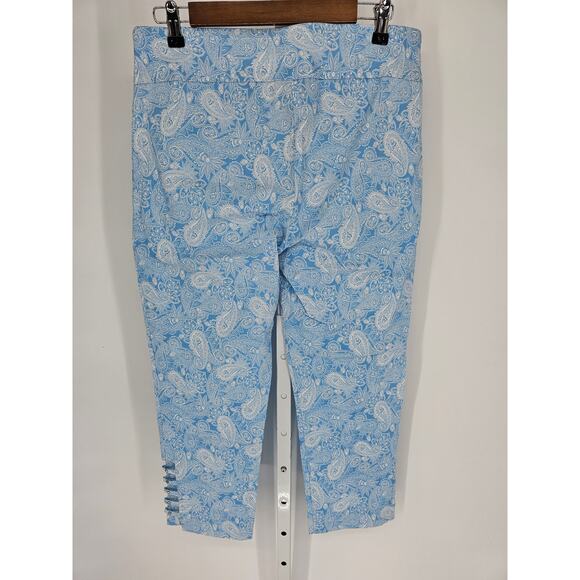 Attyre New York Women's Blue Paisley Mid Rise Rayon Slim Leg Pants Size 12 - Picture 4 of 4